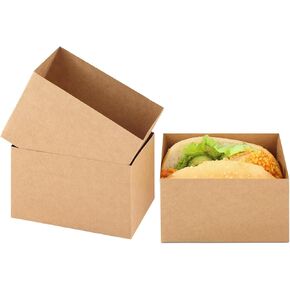 60 Pieces Kraft Paper Sandwich Boxes Sandwich Paper Boxes Sandwich Take Out Boxes Containers for Toast, Donuts, Sandwiches(Brown)