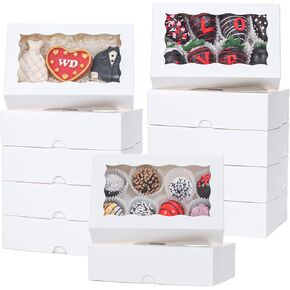 25pcs 7x4.3x2 Inches White Chocolate Covered Strawberries Boxes Cookies Boxes Cakesickle Boxes Chocolate Truffle Boxes Treat Boxes Cake Pop Boxes Bakery Boxes for Christmas Valentine's