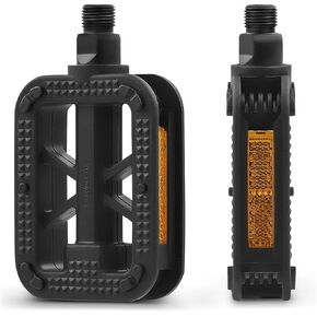 VIRIBUS 9/16 Inch Bike Pedals, Aluminum Alloy or PP Bicycle Pedals with Nonskid Platforms & Reflectors, Waterproof BMX Pedals Compatible with Road Bike Mountain Bike Tricycle Electric Bike Kids Bike