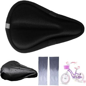 Kids Bicycle Seat Cushion Cover 9"x6",Gel Padded Bike Seat Cover for Boys Girls,Breathable Soft Bike Seat Cover，Child Bicycle Saddle Pad with Water Resistant Cover,Arm Sleeves
