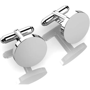 Sterling Silver Classic Round Cufflinks for Men - Luxury Men's Cuff Links With Elegant Gift Box - Crafted With .925 Sterling Silver - Suitable for All Occasions