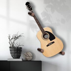 6 Pack Horizontal Guitar Wall Hangers Guitar Wall Mount Brown Solid Wood Guitar Holder Hook Stand for Wall Guitar Display Rack with Screws for Acoustic, Electric Guitar Banjo Bass Mandolin