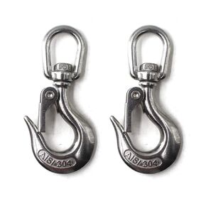 304 Stainless Steel Lifting Hook Heavy Duty Lifting Safety Hook Rotatable WLL 150 KG (Pack of 2)