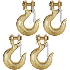 4 Pack Clevis Slip Hook 5/16 Inch Forged Steel G70 Safety Chain Hook with Safety Latch, Heavy Duty Grab Hook for Tow Winch Trailer, Rigging, Truck, 14000 Lb Capacity