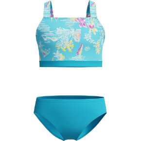Speedo Girls' Standard Swimsuit Two Piece Bikini Set, Dolphin Island