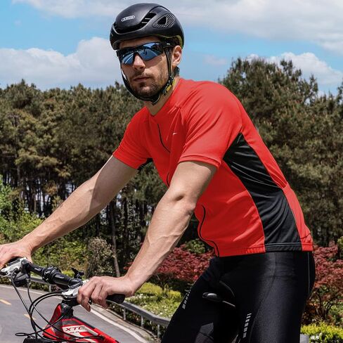 Przewalski Men's Cycling Jersey Bike Short Sleeve Full Zipper Bicycle Biking Shirts with 3 Rear Pockets Breathable in Saudi Arabia