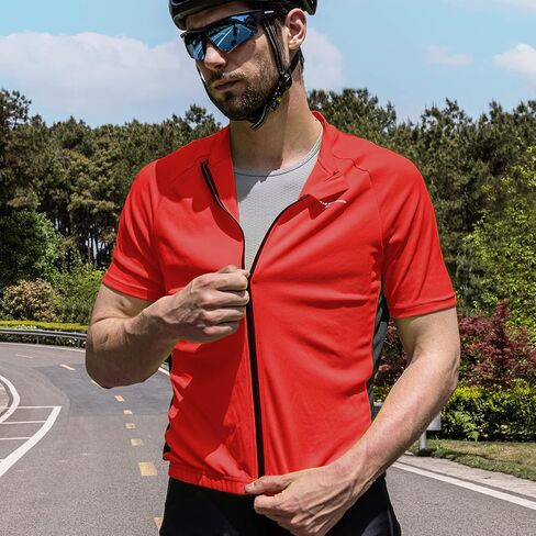 Przewalski Men's Cycling Jersey Bike Short Sleeve Full Zipper Bicycle Biking Shirts with 3 Rear Pockets Breathable in Saudi Arabia