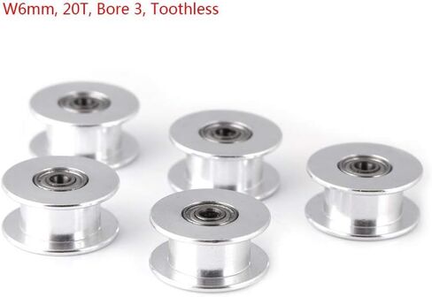 Hilitand Timing Belt Pulley,5pcs 6 Different Sizes 2GT 6mm/10mm Wide Belt Timing Pulley 16T/20T 3mm/5mm Bore 3D Printer Accessary (W6mm, 20T, Bore 3, Toothless) in Saudi Arabia