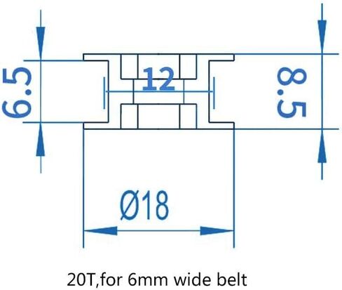 Hilitand Timing Belt Pulley,5pcs 6 Different Sizes 2GT 6mm/10mm Wide Belt Timing Pulley 16T/20T 3mm/5mm Bore 3D Printer Accessary (W6mm, 20T, Bore 3, Toothless) in Saudi Arabia