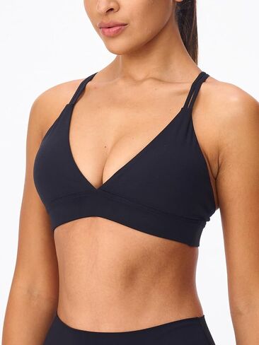 Women's Deep V-Neck Sports Bras Push Up Low Cut Workout Bras Criss Cross Back Padded Yoga Lounge Bra in Saudi Arabia