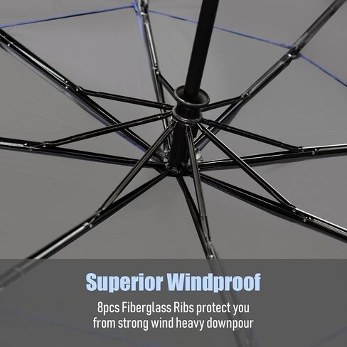 NEW-Vi 54 Inch Large Compact Golf Umbrella - UPF 50+ UV Black Coating - Oversize Double Canopy Vented Windproof Waterproof Umbrella Automatic Open Close fold Heavy Duty Umbrella for Rain in Saudi Arabia