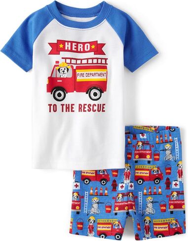 The Children's Place Baby Boy's and Toddler Sleeve Top and Shorts Snug Fit 100% Cotton 2 Piece Pajama Set, Dino Hugs in Saudi Arabia