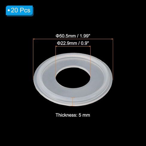 PATIKIL 20pcs Tri Clamps Gasket, 50.5mm OD 22.9mm ID Sanitary TC Tri Clamps Gasket Tri Pipe Silicone Ferrule Washers Tube Fittings O Ring Seal Gaskets for Dairy Brewing Winery Equipment in Saudi Arabia