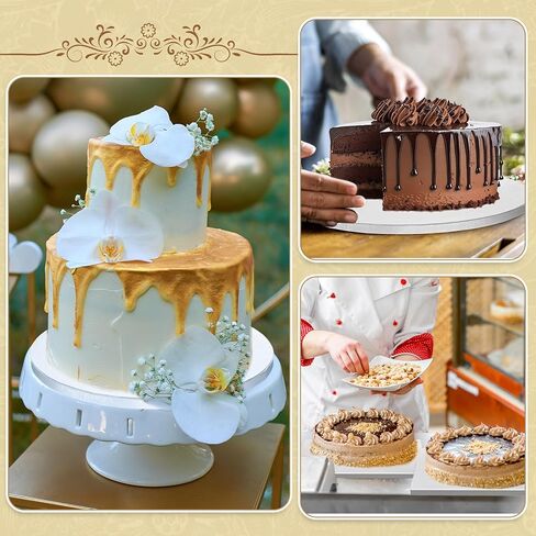 مجموعة براميل من ألواح الكيك مكونة من 36 قطعة، و18 قطعة من ألواح الكيك المستديرة مقاس 8/10/12 بوصة و18 قطعة من براميل الكيك المربعة مقاس 6/8/10 بوصة وكعكة سميكة 1/2 بوصة مقاومة للانحناء الثقيل لحلويات عيد الميلاد وعروض الكعك المتدرجة in Kuwait
