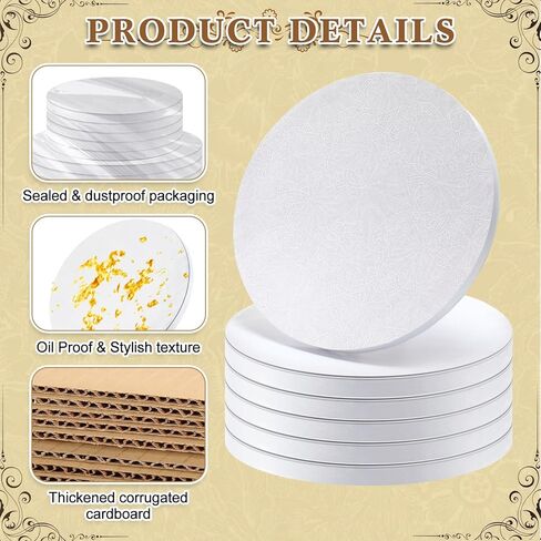 مجموعة براميل من ألواح الكيك مكونة من 36 قطعة، و18 قطعة من ألواح الكيك المستديرة مقاس 8/10/12 بوصة و18 قطعة من براميل الكيك المربعة مقاس 6/8/10 بوصة وكعكة سميكة 1/2 بوصة مقاومة للانحناء الثقيل لحلويات عيد الميلاد وعروض الكعك المتدرجة in Kuwait