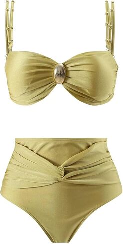 One Piece Swimsuit Women Slimming High Waisted Bikini Sets for Women Retro Ruched Bathing Suit Tummy Control in Saudi Arabia