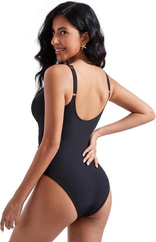 RXRXCOCO Women Sexy Cutout One Piece Swimsuit Tummy Control Ribbed Bathing Suit Plunge V Neck Swimsuits in Saudi Arabia