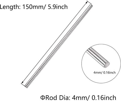 TOP-VIGOR 5pcs Stainless Steel Rods 4mm x 150mm, Metal Solid Round Shaft Rods Lathe Bar Stock for DIY Crafts Car Helicopter Airplane Model in Kuwait