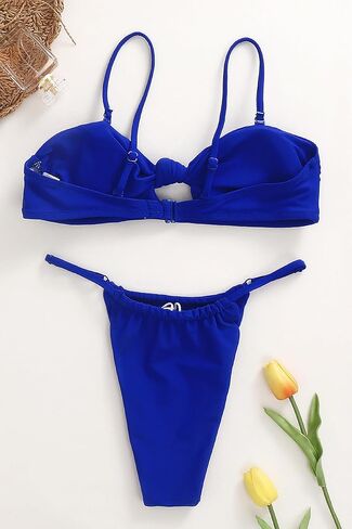 Honlyps Womens High Waist Swimsuit Brazilian Thong Sexy Bikini Set 2 Piece Triangle Bathing Suit Knot in Kuwait