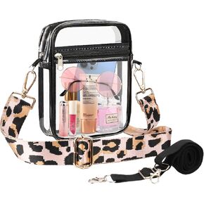 WEDDINGHELPER Clear Crossbody Bag, Clear Bag Stadium Approved Adjustable Strap for Concerts Sports Events