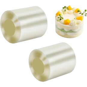 2 Pack Cake Collars 2inch × 394inch, Transparent Acetate Sheets for Baking, Clear Cake Strips Cake Rolls for Cake Decorating