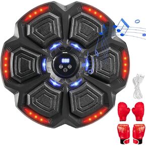 Music Boxing Machine, Wall Mounted Smart Bluetooth Boxing Machine for Adults Kids, Workout Punching Equipment with 2 Pairs Boxing Gloves, Electronic Boxing Trainer for Home,Indoor,Gym