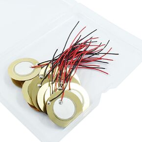 Murtenze 20 PCS 27mm Piezo Disc Transducer Contact Microphone Trigger Sound Sensor for Acoustic Instrument - High-Quality 2 inch Wires Included