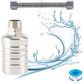 Float Valve, Water Float Valve, 304 Stainless Steel Fully Automatic Water Level Control Valve +30cm Pipe, Float Switch for Water Tank, Kitchen, Pool, Tower