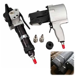 Pneumatic Strapping Tool Set 1.25in/32mm Width Strapping Hand-held Packaging Strapping Tool Steel Metal Tensioner and Cutter Sealer Pneumatic Bundling Tools Kit