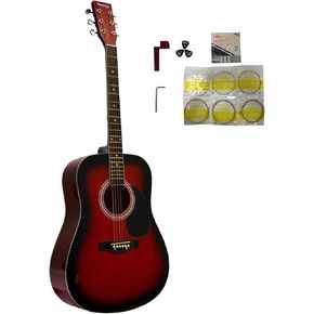 Huntington 6 String Acoustic Guitar, Right, Red (BGA41PS-RDS)