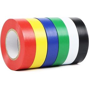 QILIMA Electrical Tape Colors 6 Pack 3/4-Inch by 60 Feet,Lead-Free Flame Retardant Electrical Tape, Adhesive for General Home Vehicle Auto Car Power Circuit Wiring Multicolor (130mic)