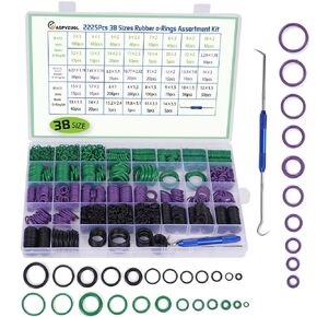 2225pcs 38 Sizes Rubber O Ring Assortment Kit,with 1 Hook Set for Car Plumbing Gas Resists for Pressure Washer Repairs Air Or Gas Sealing Connections Resist Oil and Heat ﻿