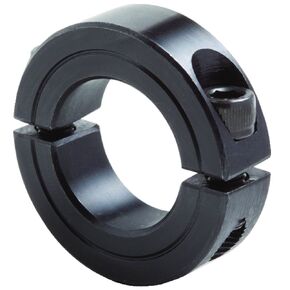 Climax Metal 2C-106 Steel Two-Piece Clamping Collar, Black Oxide Plating, 1-1/16" Bore Size, 1-7/8" OD, With 1/4-28 x 5/8 Set Screw