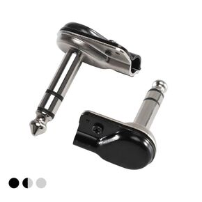 ALL4PRO Single Screw Mini Nickel Black Plating Right Angle Audio 6.35mm 1/4 TRS Stereo Jack Connector with Insulating Paper (X302)- 10 Pack