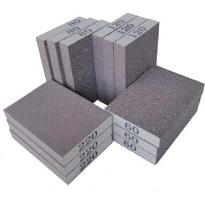 12 Pack Sanding Sponge Kit - 60 80 120 220 Grit Washable and Reusable Sanding Block, Sander Sponges for Drywall Metal, Sandpaper Sponge Sanding Blocks for Wood