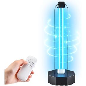 Qualirey UV Light Disinfection Lamp, 60W UVC Disinfection Bulb with 3 Speed Timing and Remote Control, 99.99% Disinfection Rate Portable UVC Cleaner Disinfection Device for Home, Baby Room, Office