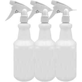 24 oz Empty Spray Bottles for Cleaning Solutions, Spray bottle 24oz, Professional Industrial Commercial with Measurements Mist Sprayer, Transparent Natural Color, Pack of 3