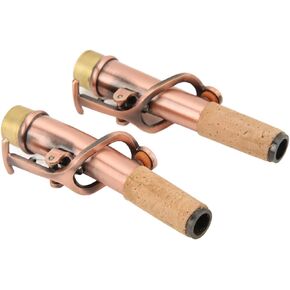 2Pcs Saxophone Neck,Metal Straight Curved Soprano Accessory,Wind Parts Replacement Set Kit(Red Antique)