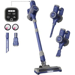 Cordless Vacuum Cleaner, 30Kpa, 35Min Runtime, Lightweight Rechargeable Battery Powered Stick Vacuum with Headlight, Anti-Tangle for Pet Hair, Carpet & Floors - E1 (Blue)