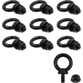HEVSTIL 10PCS M6 Lifting Eye Bolts,Black Stainless Steel Machinery Shoulder Lifting Eye Bolt Ring Shoulder Eye Bolts Ring Eye Bolt with Lock Nuts for Hanging Hammocks, Swing Chairs