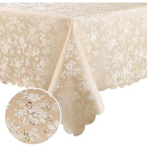 Smiry Rectangle Table Cloth, Waterproof Heavy Duty Vinyl Tablecloths, Wipeable Washable Table Cover for Kitchen and Dining Room (Beige, 60" X 84")