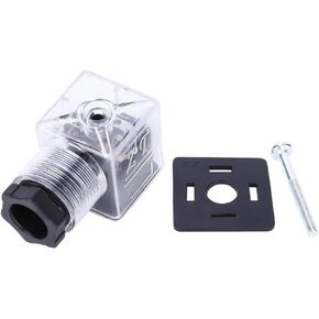 5Pcs Hydraulic Solenoid Coil Valve Plug, Universal AC 110V-220V 10A Solenoid Coil Connector Socket with Led Indicator Light, 3PIN +PE