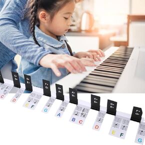 Piano Keyboard Notes Labels for 88 Key, Removable Silicone Piano Keyboard Music Letter Note Labels 88-Key Full Size, Piano Notes Guide for Beginners Learning, Reusable Piano Keyboard Notes Stickers