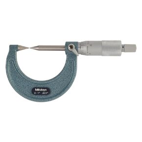 Mitutoyo 112-237 Point Micrometer, Inch, Ratchet Stop, 30 Deg. Carbide-Tipped Points, 0-1" Range, 0.001" Graduations, +/-0.00015" Accuracy