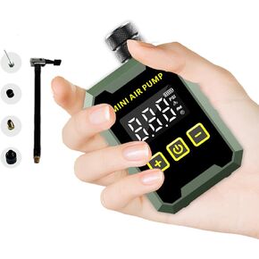 Mini Tire Inflator Bicycle Air Pump, 150 PSI Tiny Electric Bike Pump with Presta Schrader Valve, Portable Air Compressor with Digital Pressure Gauge, Tire Pump for Bicycle, Motorbike, Ball