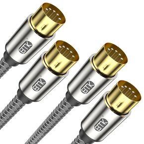 EMK MIDI Cable, 5-Pin Nylon Braided MIDI Cable Compatible with MIDI Keyboard, Synthesizer, Guitar Multi Effects, Sampler, External Sound Card, Audio Mixer, Audio Amplifier (2 PCS, 1.5Ft/0.5M)