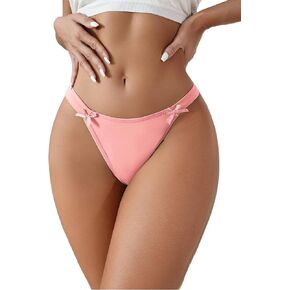 Milumia Women's G String Sexy Thong Bow Decor Low Rise Thongs Underwear Bikini Panties