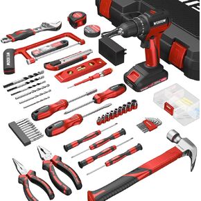 Cordless Drill Tool Kit Set 21V Power Drill Tool Box with Battery Electric Drill Driver for Men Home Hand Repair Basic Toolbox Tools Sets Drills Case