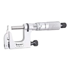 Starrett MUL-T-Anvil Micrometer with One-Piece Spindle, Satin Chrome Finish and Advanced Sleeve Design - 0-1" Range, .001" Graduations, Round and Flat Anvil Type - 220XRL-1