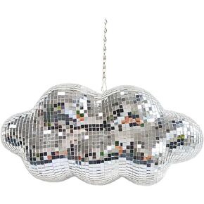 Disco Ball Cloud Shaped, Cute Disco Hanging Party Mirror Ball Decor with Chain, Retro Light Reflective Disco Ball for Party Home Decor, Disco Mirror Ball Ornaments, Silver